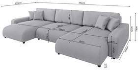 Светлосив ъглов диван с място за съхранение от рипсено кадифе Sara – Ropez