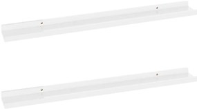 326650 vidaXL Стенни рафтове, 2 бр, бял гланц, 80x9x3 см