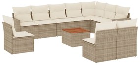 3256506 vidaXL Градински диван с възглавници, 11 части, бежов полиратан