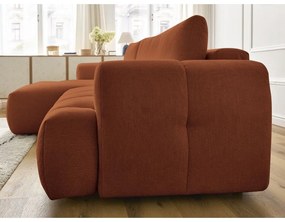 Сгъваем/с място за съхранение ъглов диван в тухлен цвят (ляв ъгъл) Fuji – Bobochic Paris