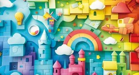 Детска плажна кърпа за любителите на кубчета Широчина: 100 см | Дължина: 180 см