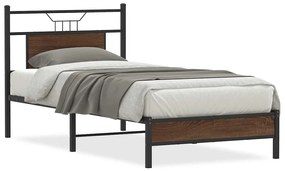 4106988 vidaXL Рамка за легло без матрак кафяв дъб 75x190 см инженерно дърво