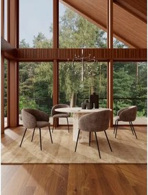 ЦЛЯРА Приглушено кафяво (тъкан Juto 4)/черни крака - МОДЕРЕН ТАПИЦИРАН СТОЛ ЛОФТ ЗА ДНЕВНА/ТРАПЕЗАРИЯ/ОФИС