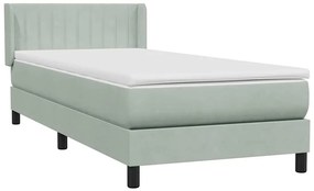 3318309 vidaXL Боксспринг легло с матрак, светлосиво, 90x220 см, кадифе