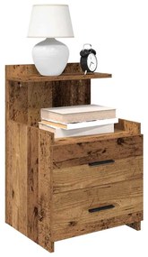 858646 vidaXL Нощно шкафче с 2 чекмеджета, старо дърво, 40x36,5x62 см