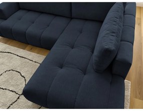 Тъмносин сгъваем/с място за съхранение ъглов диван (десен ъгъл/L форма) Fuji – Bobochic Paris