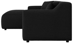 Черен ъглов диван от рипсено кадифе (ляв ъгъл) Martin – Ropez