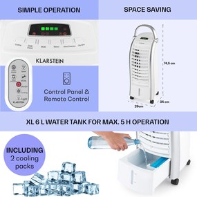 Klarstein Maxfresh, охладител на въздуха, 4 in 1, 6L, 65W, дистанционно управление, пакети лед