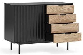 Черен/естествен нисък скрин от декор от дъб 108x80 cm Sierra – Teulat