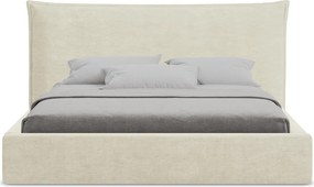 Бежово двойно легло 180x200 cm тапицирано с място за съхранение с включена подматрачна рамка Esala – Makamii