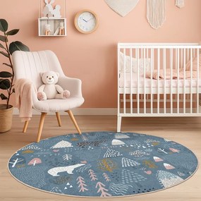 Син детски килим подходящ за пране ø150 cm Forest Land – Mila Home