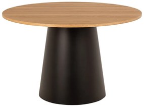 Кръгла масичка за кафе в черен и естествен цвят с дъбов плот ø 120 cm Soli – Actona