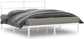 355417 vidaXL Метална рамка за легло с горна табла, бяла, 160x200 см