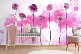 Тапет – Цветя с розова пара