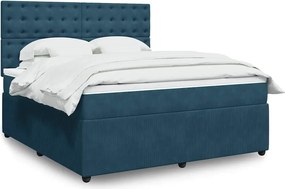 3294722 vidaXL Боксспринг легло с матрак, синьо, 180x200 см, кадифе