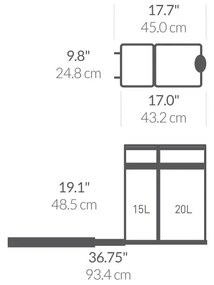 Пластмасов контейнер за отпадъци 35 л Dual - simplehuman