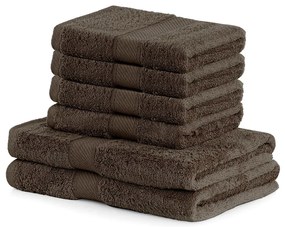 Комплект от 2 тъмнокафяви кърпи и 4 хавлии Кафяви Bamby - DecoKing