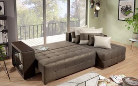 Разтегателен ъглов диван с подлакътник етажерка Мелвин S