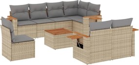 3259413 vidaXL Градински комплект диван с възглавници 9 части бежов полиратан
