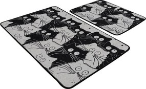 Черни/сиви килими за баня в комплект 2 бр. 60x100 cm White Cats – Foutastic