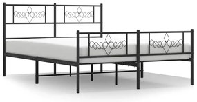 355287 vidaXL Метална рамка за легло с горна и долна табла, черна, 150x200 см
