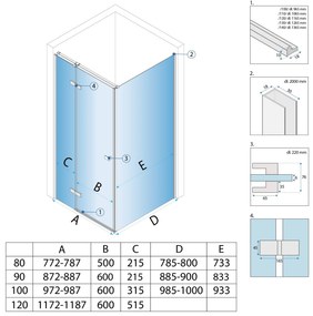 Душ кабина Rea Atlas 90x80 Chrome