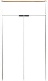 Бяла стойка за обувки от декор от дъб с чекмеджета Ameca – Germania