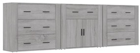 3185429 vidaXL Сайдборди, 3 бр, сив сонома, инженерно дърво