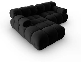 Ъглов диван от черно кадифе (ляв ъгъл) Bellis - Micadoni Home