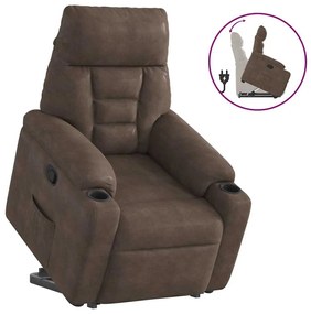 3303086 vidaXL Изправящ реклайнер стол, кафяв, микрофибърен текстил