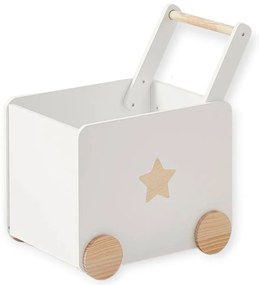 GINGER HOME Дървена кутия за играчки с колелца БЯЛА