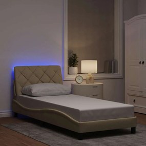3310634 vidaXL Рамка за легло с LED без матрак кремава 80x200 см плат
