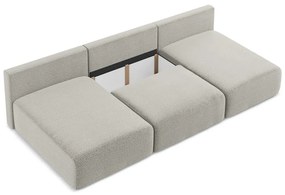 Светлосив разтегателен ъглов диван с място за съхранение Kalena – Makamii