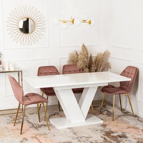 Сгъваема маса за хранене CLARK - бял гланц, 120-160 cm