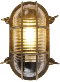 Стенна и таванна лампа злато / месинг овална IP44 - Noutica