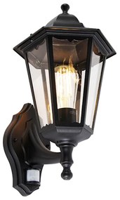 Външна стенна лампа черна с датчик за движение - Havana IP44