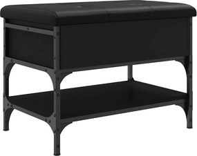 835187 vidaXL Пейка за обувки, черна, 62x42x45 см, инженерно дърво