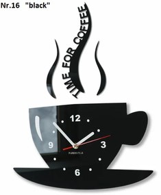 Стенен часовник Time for coffee Черен