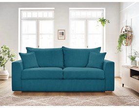 Син разтегателен диван от рипсено кадифе 225 cm Augustin – Bobochic Paris