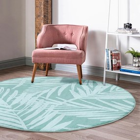 Тюркоазен кръгъл килим подходящ за пране и за прахосмукачки роботи ø 100 cm Comfort – Mila Home