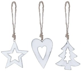 Комплект от 3 бели коледни орнамента - Ego Dekor