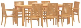 3157922 vidaXL Градински трапезен комплект, 9 части, тиково дърво масив