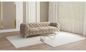 Сиво-бежов кадифен диван 243 cm Chelsea – Ropez