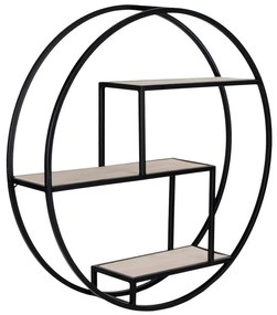 Черен/естествен на няколко нива стенен рафт от масивна Пауловния 62 cm Rotterdam – House Nordic