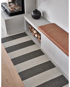 Антрацитна и кремава пътека за открито и закрито 70x150 cm Bob Charcoal Linen – Pappelina