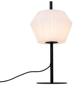 Модерна външна настолна лампа черна с бял абажур IP44 - Robbert