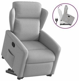 3303143 vidaXL Изправящ реклайнер стол, облачно сив, текстил