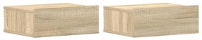 800313 vidaXL Нощни шкафчета за стена, 2 бр, дъб сонома, 40x30x15 см