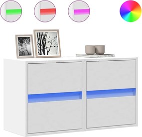 852272 vidaXL Стенни ТВ шкафове с LED осветление, 2 бр, бели, 41x31x45 см