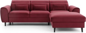Червен кадифен разтегателен ъглов диван с място за съхранение (десен ъгъл) Foble – ELTAP